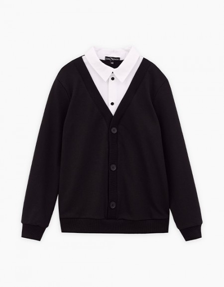 Чёрный джемпер-обманка для мальчика