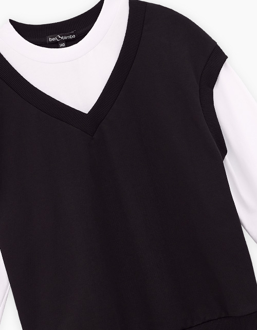 Чёрный джемпер-обманка для девочки Чёрный джемпер-обманка для девочки