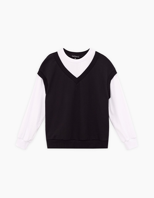 Чёрный джемпер-обманка для девочки Чёрный джемпер-обманка для девочки