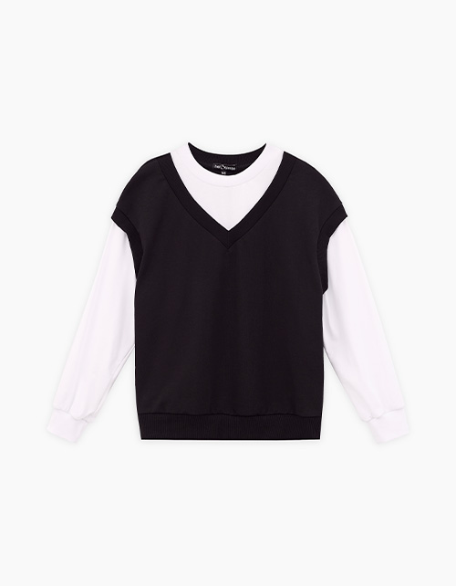 Чёрный джемпер-обманка для девочки Чёрный джемпер-обманка для девочки