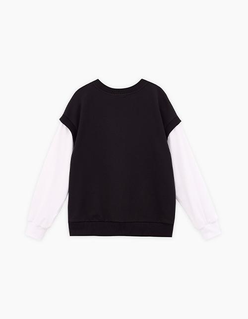 Чёрный джемпер-обманка для девочки Чёрный джемпер-обманка для девочки