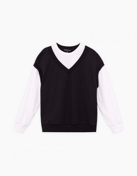 Чёрный джемпер-обманка для девочки