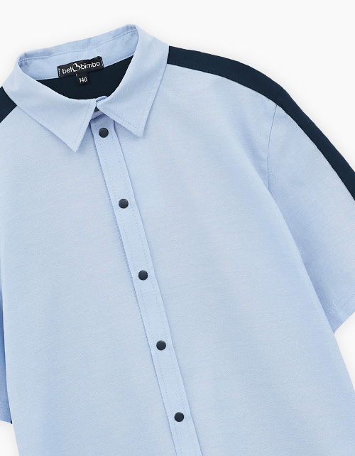 Голубая рубашка с коротким рукавом для мальчика Голубая рубашка с коротким рукавом для мальчика