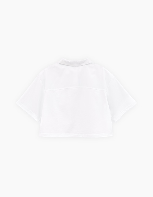 Белая кроп-рубашка для девочки Белая кроп-рубашка для девочки