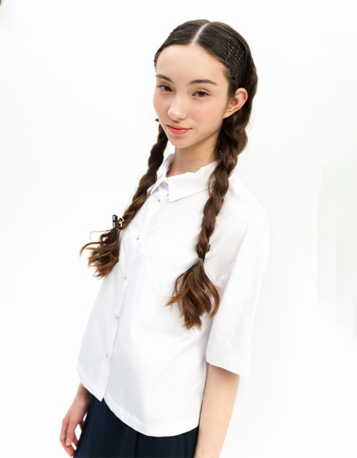 Белая кроп-рубашка для девочки Белая кроп-рубашка для девочки