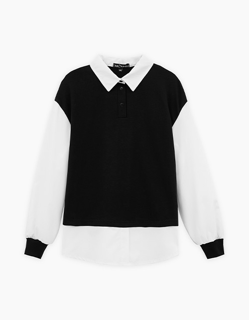 Чёрный джемпер-обманка для девочки Чёрный джемпер-обманка для девочки