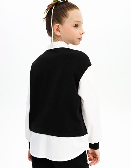 Чёрный джемпер-обманка для девочки Чёрный джемпер-обманка для девочки