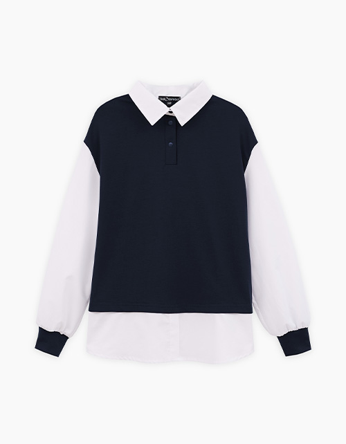 Тёмно-синий джемпер-обманка для девочки Тёмно-синий джемпер-обманка для девочки