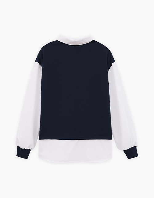 Тёмно-синий джемпер-обманка для девочки Тёмно-синий джемпер-обманка для девочки