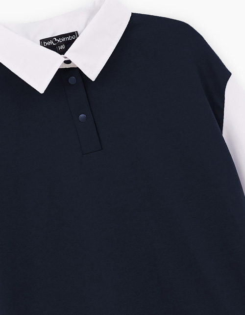 Тёмно-синий джемпер-обманка для девочки Тёмно-синий джемпер-обманка для девочки