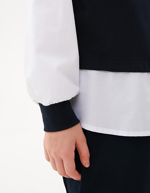 Тёмно-синий джемпер-обманка для девочки Тёмно-синий джемпер-обманка для девочки