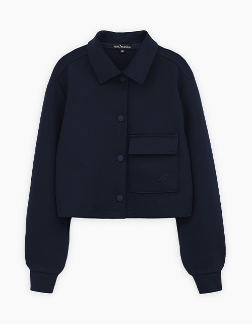 Тёмно-синий укороченный жакет для девочки