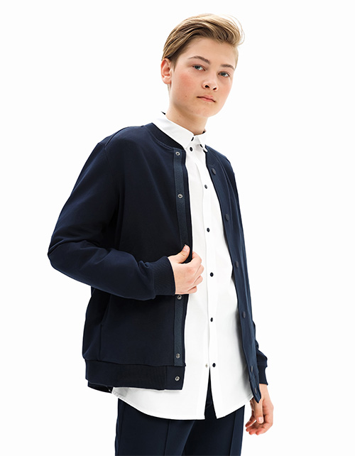 Тёмно-синий жакет-бомбер для мальчика Тёмно-синий жакет-бомбер для мальчика