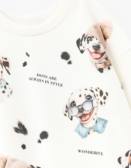 Свитшот оттенка молоко для девочки