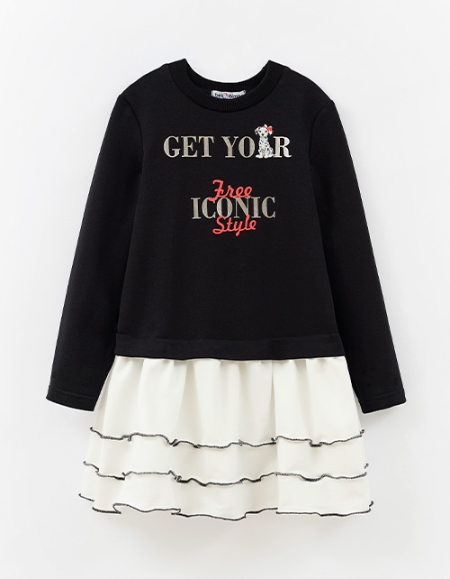 Элегантное чёрно-белое платье для девочки Элегантное чёрно-белое платье для девочки