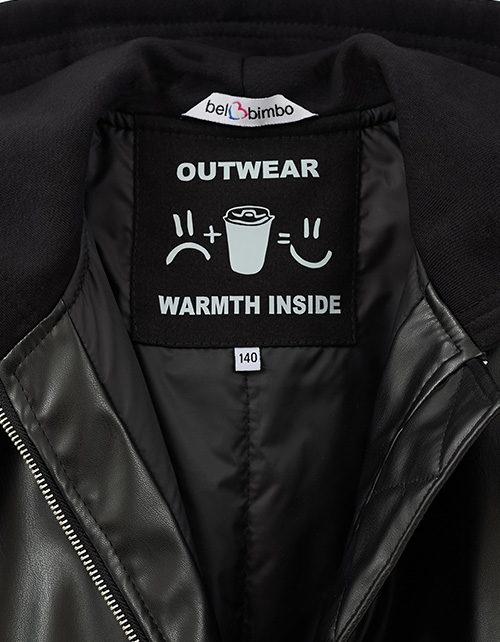 Стильная чёрная куртка из эко-кожи для девочки