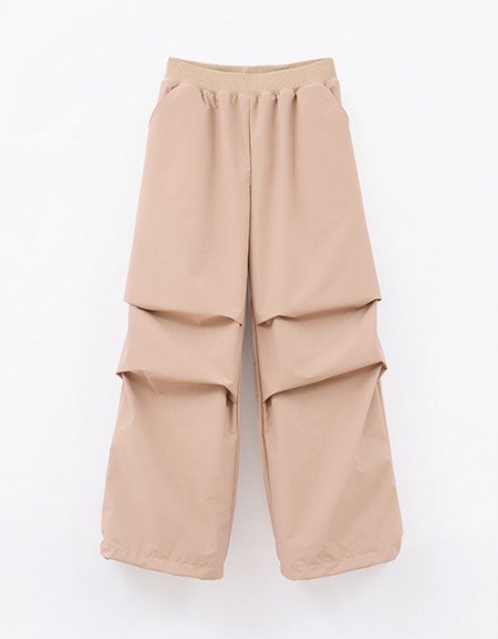 Бежевые утеплённые брюки-парашюты на флисе для девочки