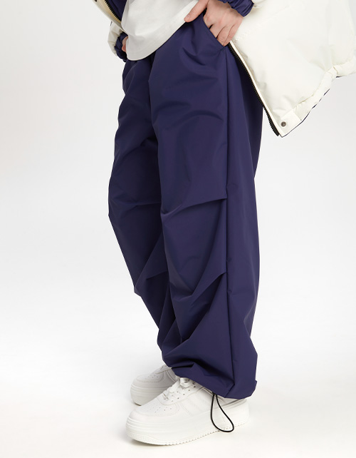 Тёмно-синие утеплённые брюки-парашюты на флисе для девочки