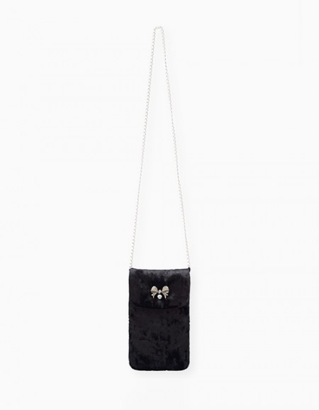 Стильная бархатная сумка в чёрном цвете для девочки