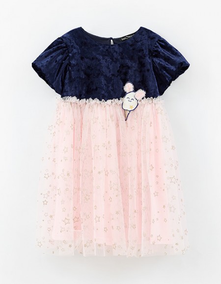 Контрастное платье звезды для девочки Контрастное платье звезды для девочки