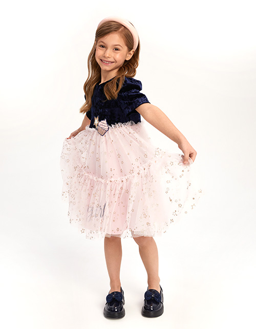 Контрастное платье звезды для девочки Контрастное платье звезды для девочки