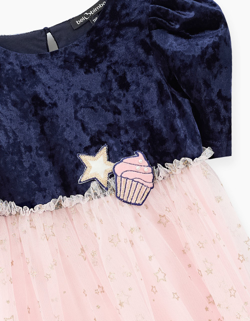 Контрастное платье звезды для девочки Контрастное платье звезды для девочки