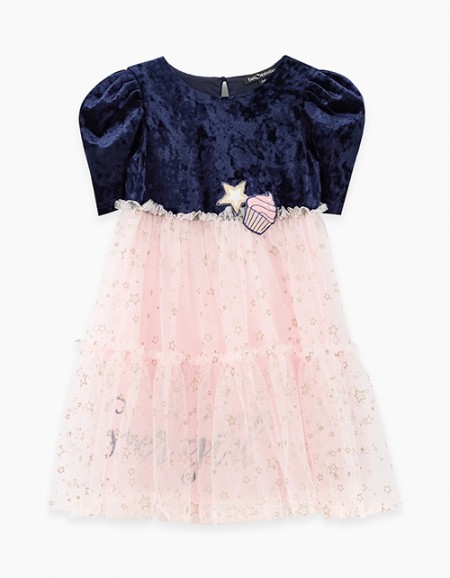 Контрастное платье звезды для девочки Контрастное платье звезды для девочки