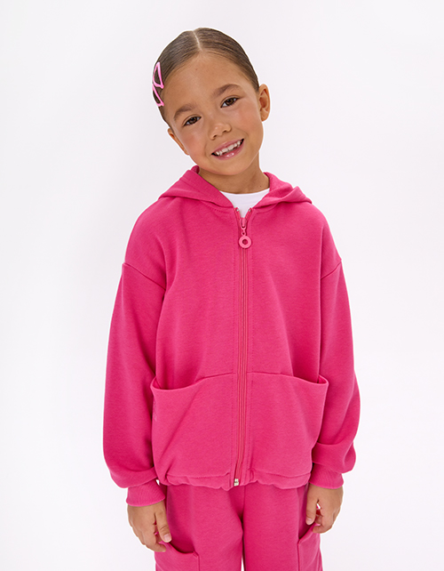 Зип-худи в оттенке фуксия для девочки