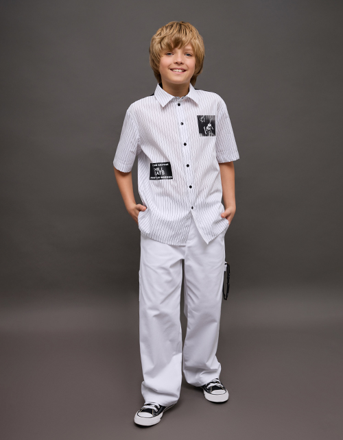 Стильная рубашка в полоску для мальчика Стильная рубашка в полоску для мальчика