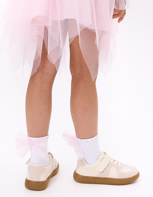 Белые носки с лиловым бантом для девочки