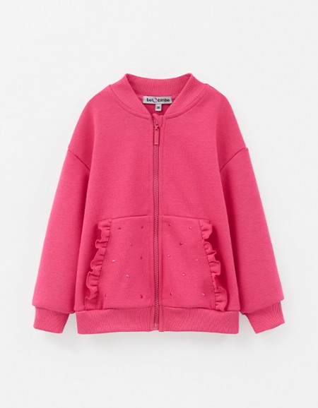 Жакет-бомбер в оттенке фуксия для девочки
