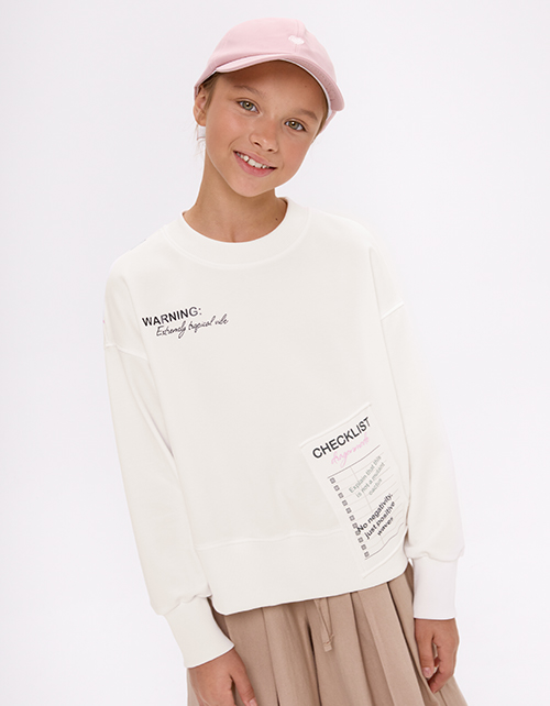 Дизайнерский молочный свитшот для девочки