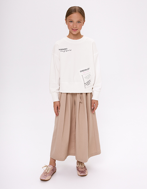 Дизайнерский молочный свитшот для девочки