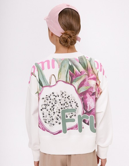 Дизайнерский молочный свитшот для девочки