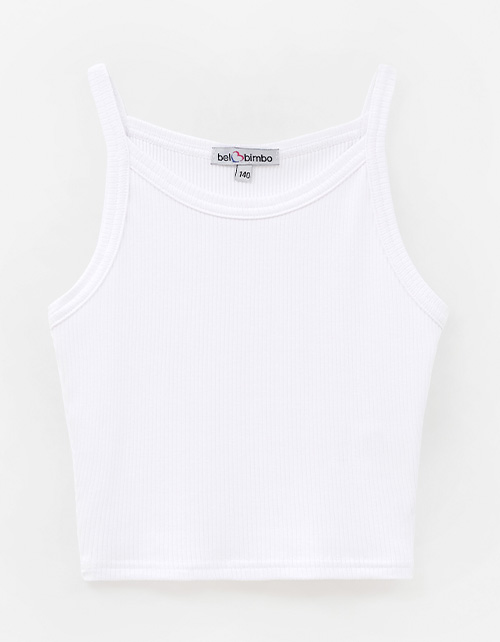 Белый укороченный топ на бретелях для девочки