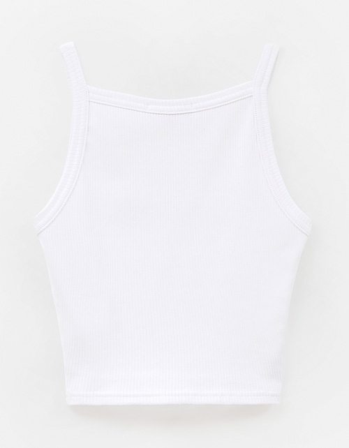 Белый укороченный топ на бретелях для девочки