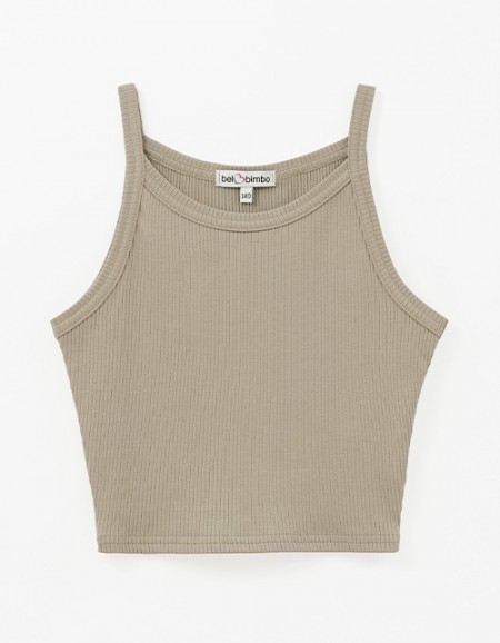 Оливковый укороченный топ на бретелях для девочки