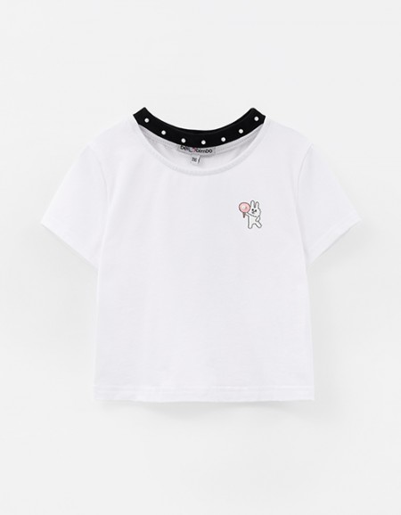 Белый укороченный топ с чокером для девочки