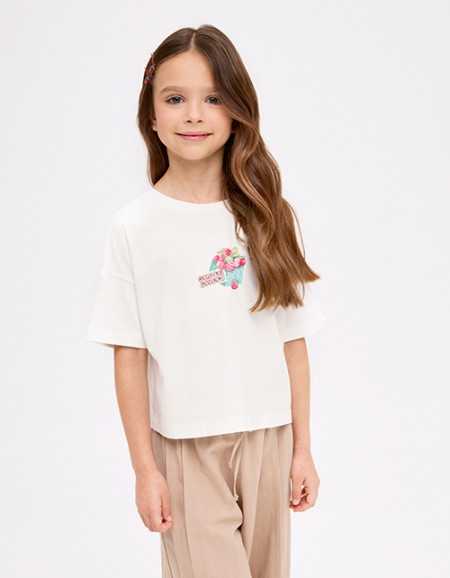 Молочный укороченный топ для девочки