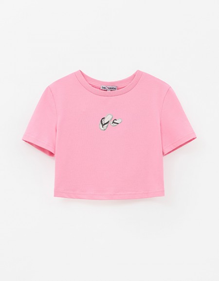 Розовый укороченный топ для девочки