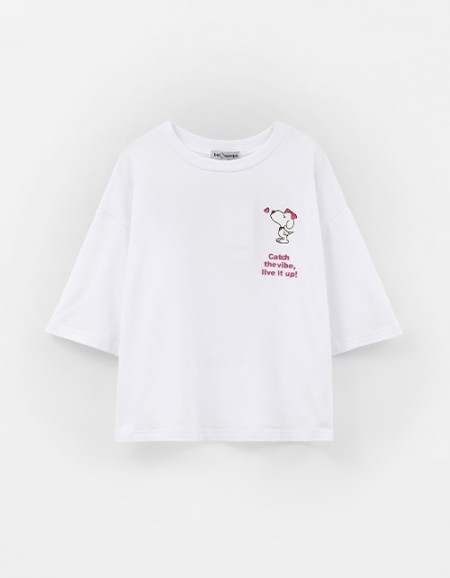 Белая укороченная футболка для девочки