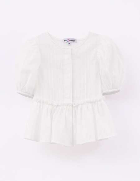 Молочная блузка с баской для девочки