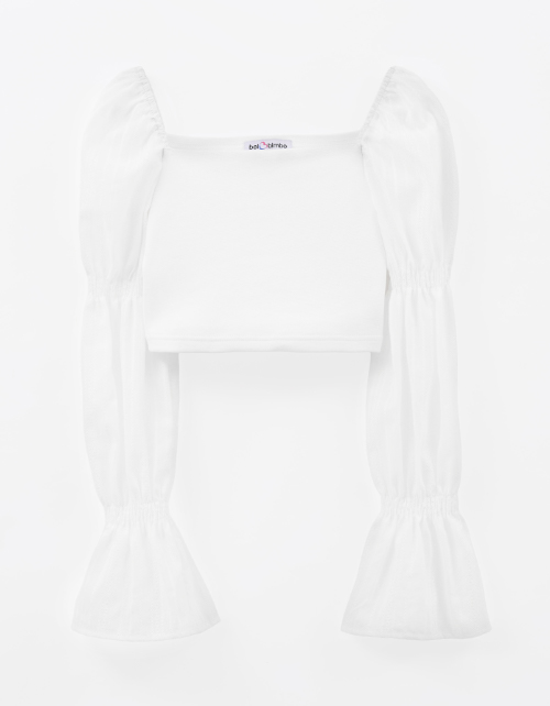 Укороченная молочная блузка для девочки