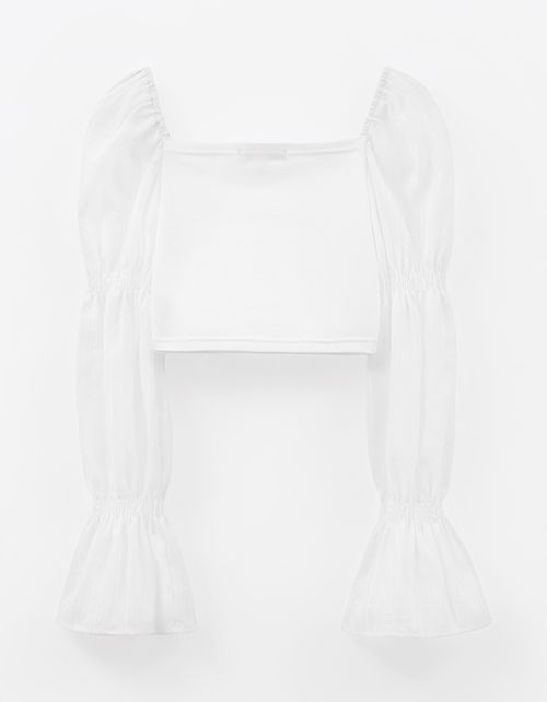 Укороченная молочная блузка для девочки