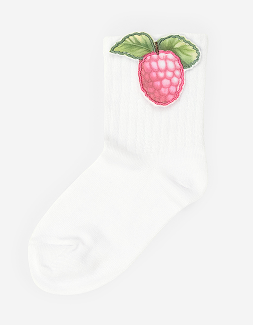 Белые носки с малиной для девочки