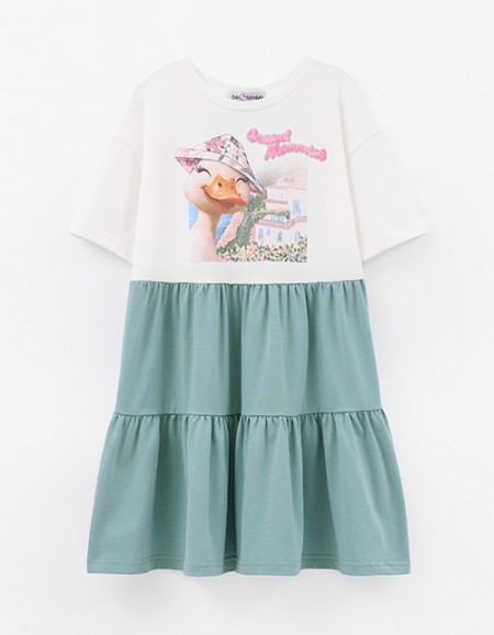 Платье с каскадной юбкой для девочки