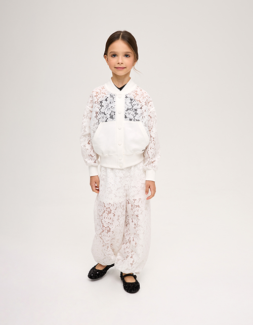 Кружевной жакет-бомбер для девочки