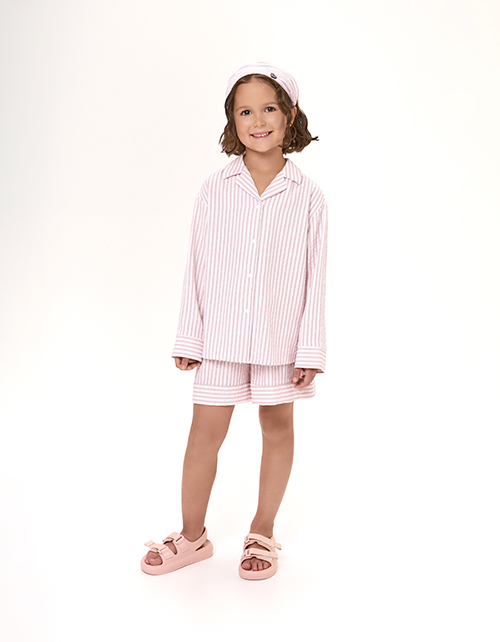 Шорты в полоску в пижамном стиле для девочки Шорты в полоску в пижамном стиле для девочки