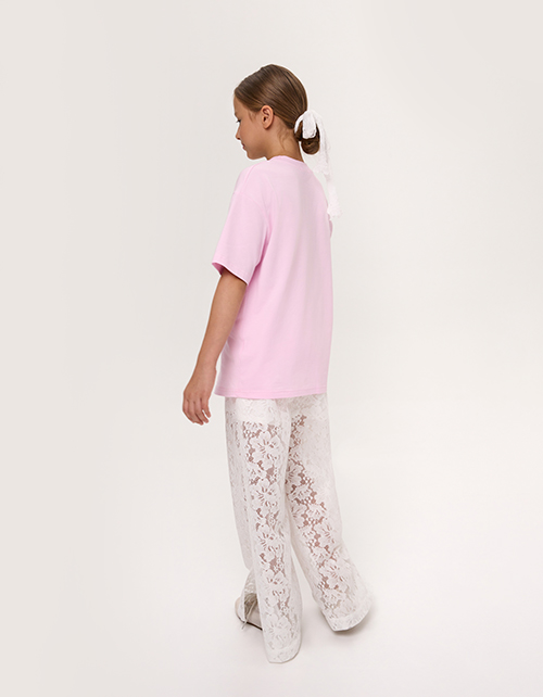 Кружевные брюки прямые с разрезами для девочки