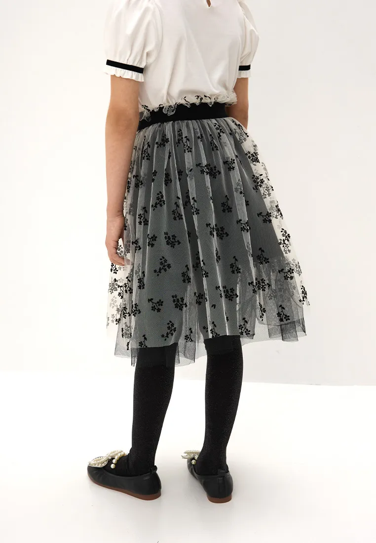 Молочно-чёрная юбка миди для девочки 262215 в России -3